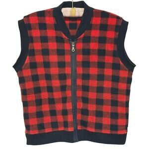 VTG 90s Limited America Mens Buffalo Plaid Full Zip Sweater Vest Sz L Lumberjack